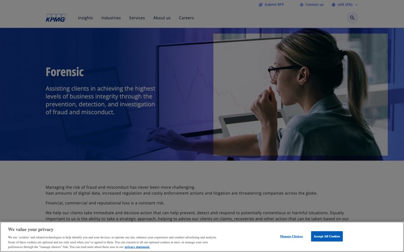 KPMG United Arab Emirates forensic services page